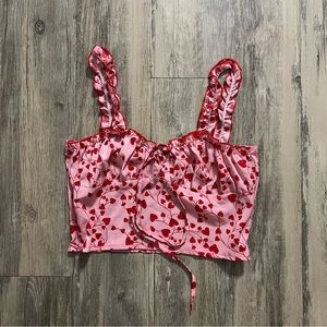 SHEIN Pink with Red Hearts Cami | Crop Top